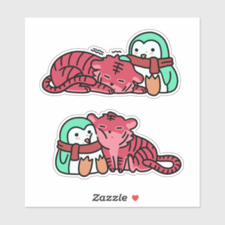Sticker Pack d'autocollants de tigre de fraise et de pingo