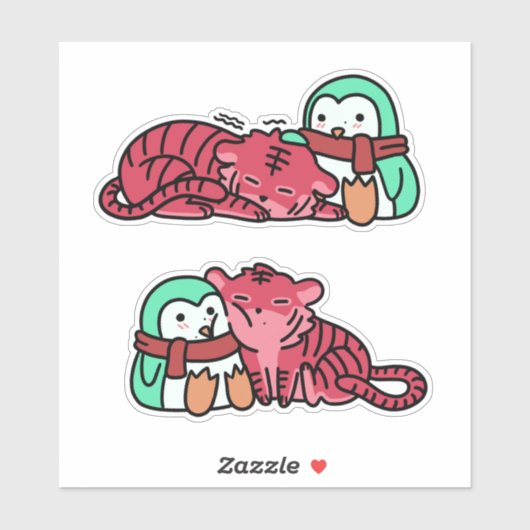 Sticker Pack d'autocollants de tigre de fraise et de pingo (Feuille)