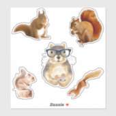 Sticker Pack d'autocollants d'écureuil mignonne (Feuille)