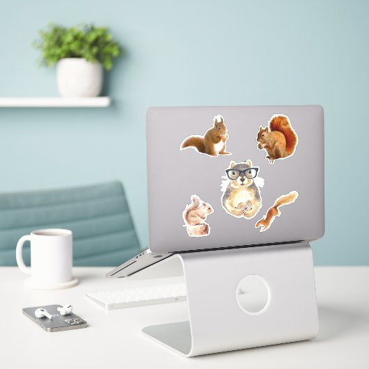Sticker Pack d'autocollants d'écureuil mignonne (Ordinateur portable sur le bureau)