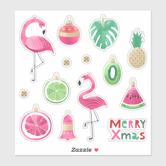 Sticker Pack d'autocollants d'ornements de Noël tropicaux (Feuille)
