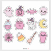 Sticker Pack d'autocollants magiques Kawaii Pastel Hallowe (Feuille)