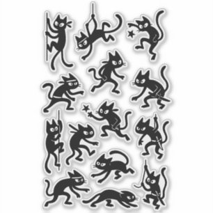 Sticker Pack d'autocollants Ninja Cats – Guerriers félins