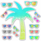 Sticker Pack d'autocollants Palm Tree et Lunettes de solei (Devant)