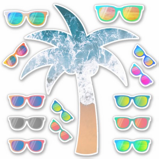 Sticker Pack d'autocollants Palm Tree & Miroir de lunettes (Devant)