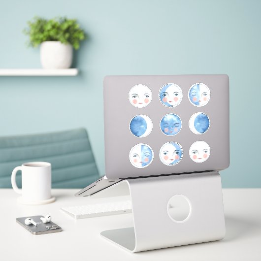 Sticker Pack d'autocollants Phases de Lune Fantaisistes (Ordinateur portable sur le bureau)