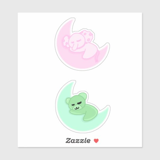 Sticker Pack d'autocollants Sleeping Bear & Elephant pour (Feuille)