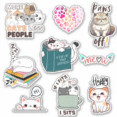 Sticker Pack d'autocollants vinyle kawaii de chats mignons (Devant)