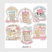 Sticker Pack d'autocollants vinyle pour devis de café amus (Feuille)