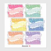 Sticker Pack d'autocollants vinyle rétro couleur arc-en-ci (Feuille)