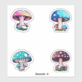 Sticker Pack de champignons colorés mignons (Feuille)