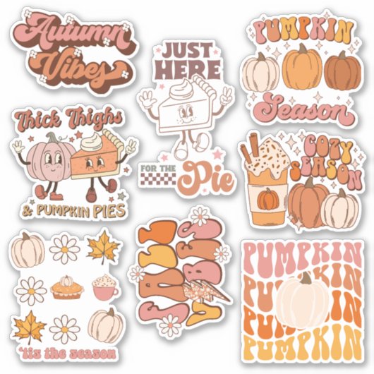 Sticker Pack de conceptions rétro automne et Thanksgiving (Devant)