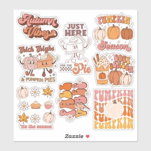 Sticker Pack de conceptions rétro automne et Thanksgiving (Feuille)