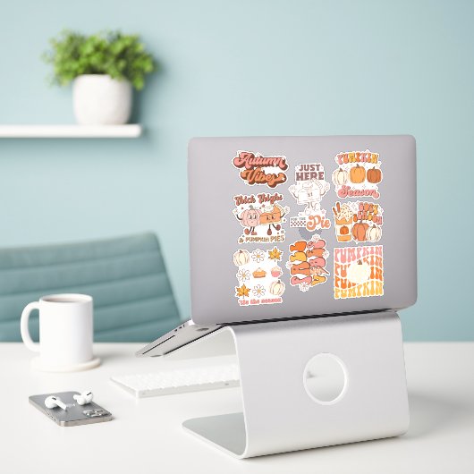 Sticker Pack de conceptions rétro automne et Thanksgiving (Ordinateur portable sur le bureau)