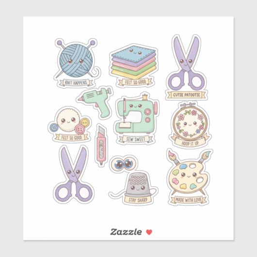 Sticker Pack de Crafter Mignon Kawaii (Feuille)