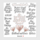Sticker Pack de devis motivationnels Faux Rose Gold (Feuille)