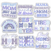 Sticker Pack de Funny Blue Retro Maman Citations Vinyl Sti (Devant)