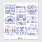 Sticker Pack de Funny Blue Retro Maman Citations Vinyl Sti (Feuille)