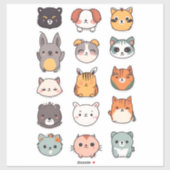 Sticker Pack de mignons amis animaux (Feuille)