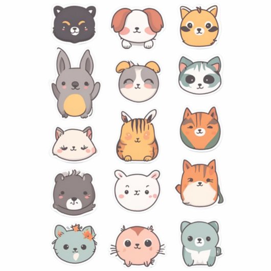 Sticker Pack de mignons amis animaux (Devant)