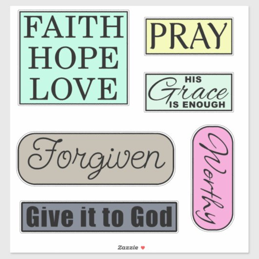 Sticker Pack de mots chrétiens (Feuille)