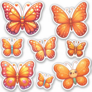 Sticker pack de papillons orange vifs