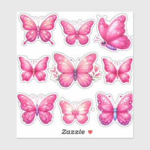 Sticker pack de papillons roses vibrants