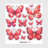 Sticker pack de papillons rouges vibrants (Feuille)