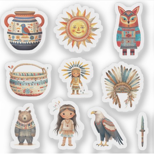 Sticker Pack de tribu d'art amérindien (Devant)