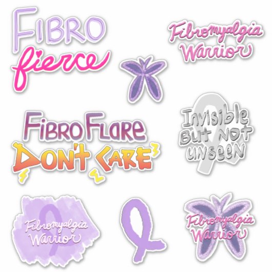Sticker Pack de variétés Fibromyalgia Warrior (Devant)