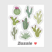 Sticker Pack d'illustrations aquarelles de jardin de cactu (Feuille)
