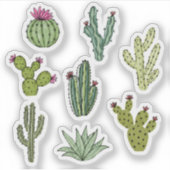 Sticker Pack d'illustrations aquarelles de jardin de cactu (Devant)
