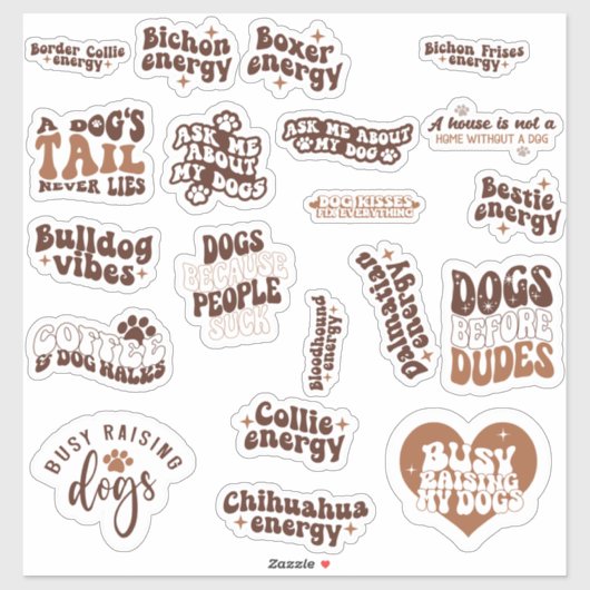 Sticker Pack ensemble de devis de chiens mignons (Feuille)