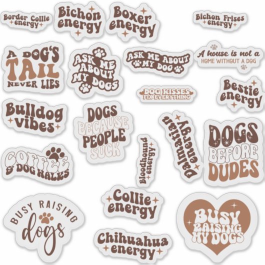 Sticker Pack ensemble de devis de chiens mignons (Devant)