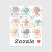Sticker Pack Holographique Cute Champignons (Feuille)
