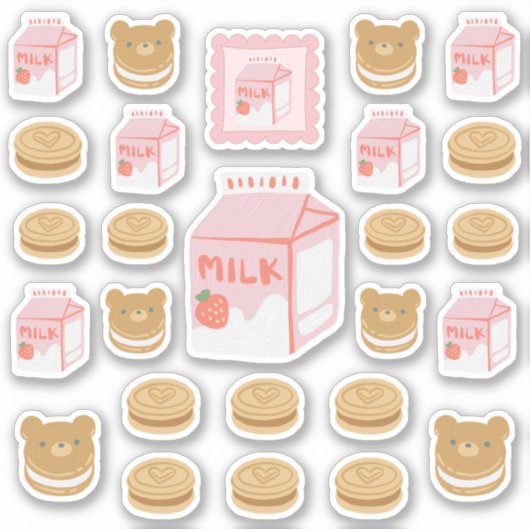 Sticker Pack Lait fraise et Cookies (Devant)