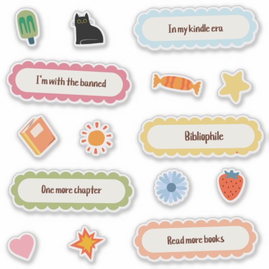 Sticker Pack Lover de lecture de livre de réservation (Devant)