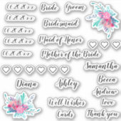 Sticker Pack mariage | Noms typographiques dates verre flo (Devant)