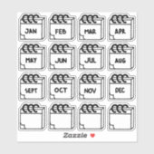 Sticker Pack multiple des mois de l'année (Feuille)