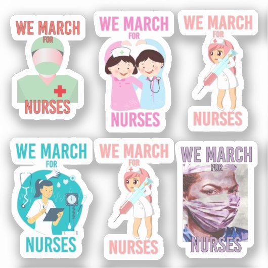 Sticker [Pack] Nous marchons pour les infirmières | Cute N (Recto)