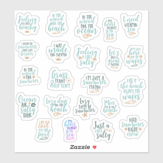 Sticker pack pack mignon plage de motivation boho (Feuille)