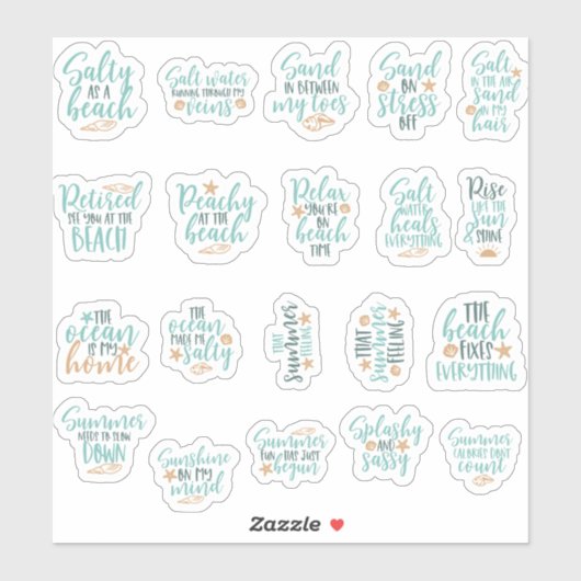 Sticker pack pack mignon plage motivation QUOTE (Feuille)