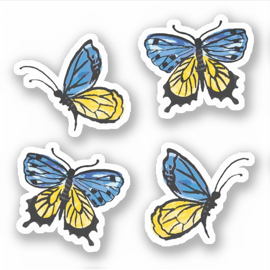 Sticker Pack papillon du drapeau ukrainien (Devant)