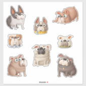 Sticker Pack pour amateurs de Bulldog mignonette (Feuille)