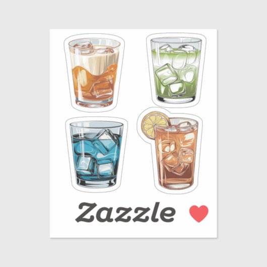 Sticker Pack thé glacé et boissons rafraîchissante (Feuille)