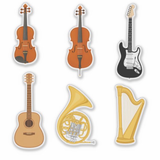 Sticker Pack varié d'autocollants d'instruments de musique (Devant)