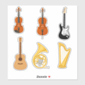 Sticker Pack varié d'autocollants d'instruments de musique (Feuille)