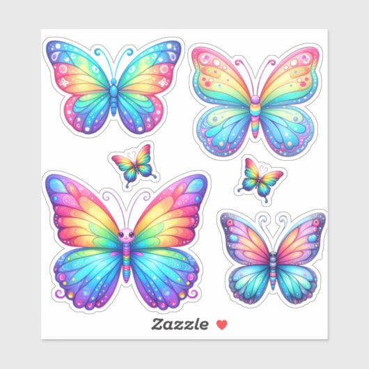 Sticker pack vibrant de papillon (Feuille)