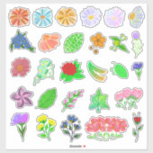 Sticker Package of Pretty Flowers (Feuille)