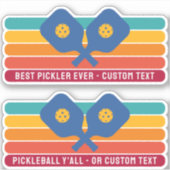 Sticker Pagaies De Pickleball, Bandes Rétro, Texte Personn (Devant)